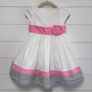 Gymboree Size 12-18Months Pretty White Lined Short Sleeve Dress With Pink Trim